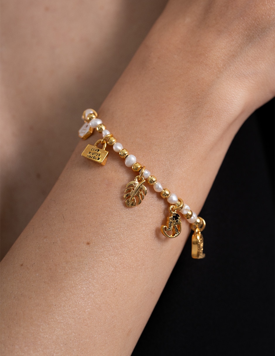 Pulsera con perla 24 K acabado chapa de oro 3