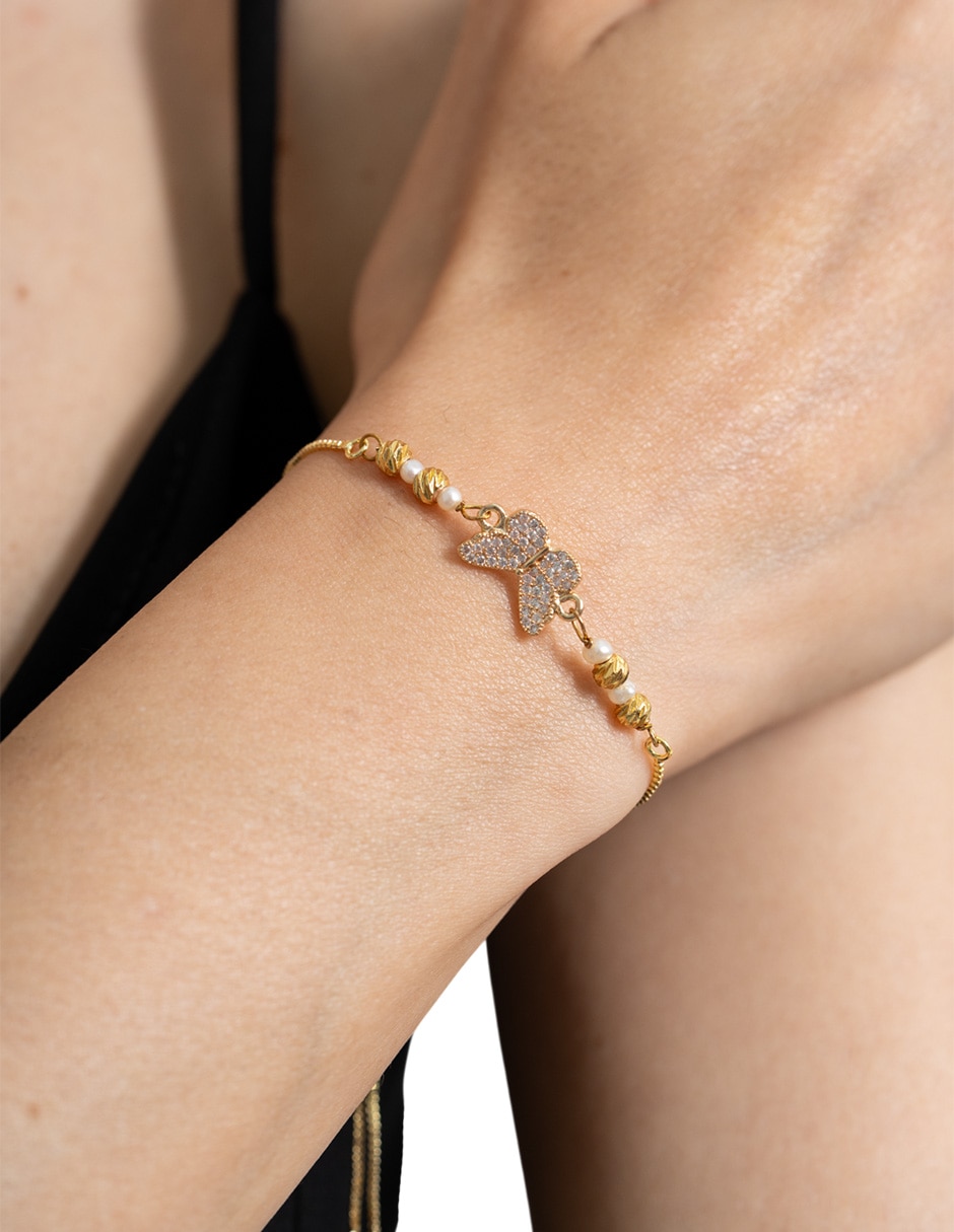 Pulsera de metal con cristal mariposa 3