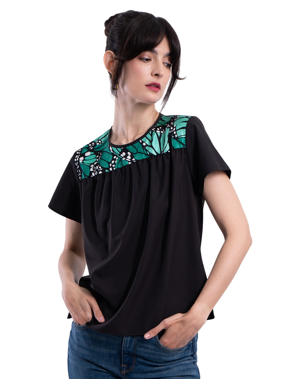 Blusa mariposa macro manga 3/4 para mujer