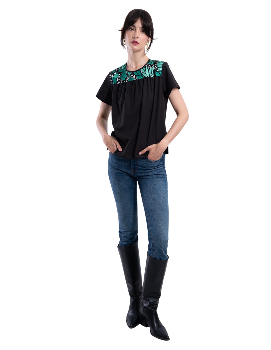 Blusa mariposa macro manga 3/4 para mujer 3