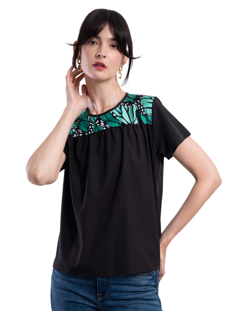 Blusa mariposa macro manga 3/4 para mujer 4