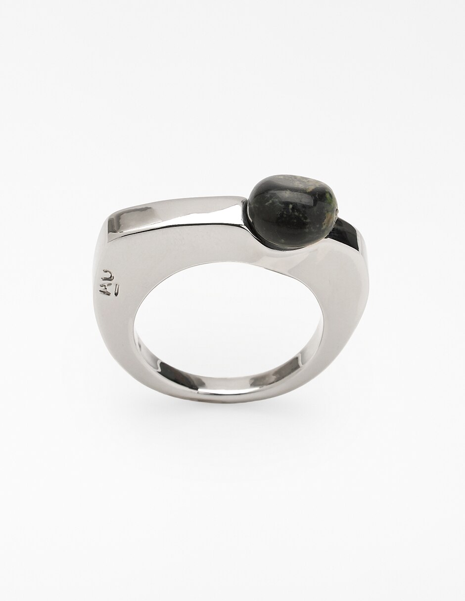 Anillo redondo plateado 4