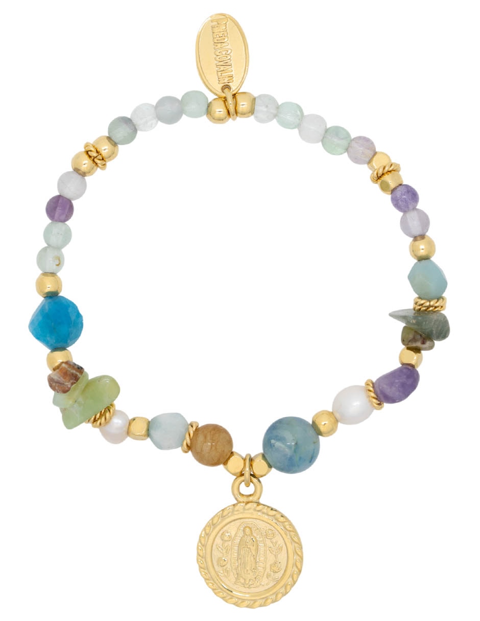Pulsera joyería con turmalina 10 K virgen de guadalupe