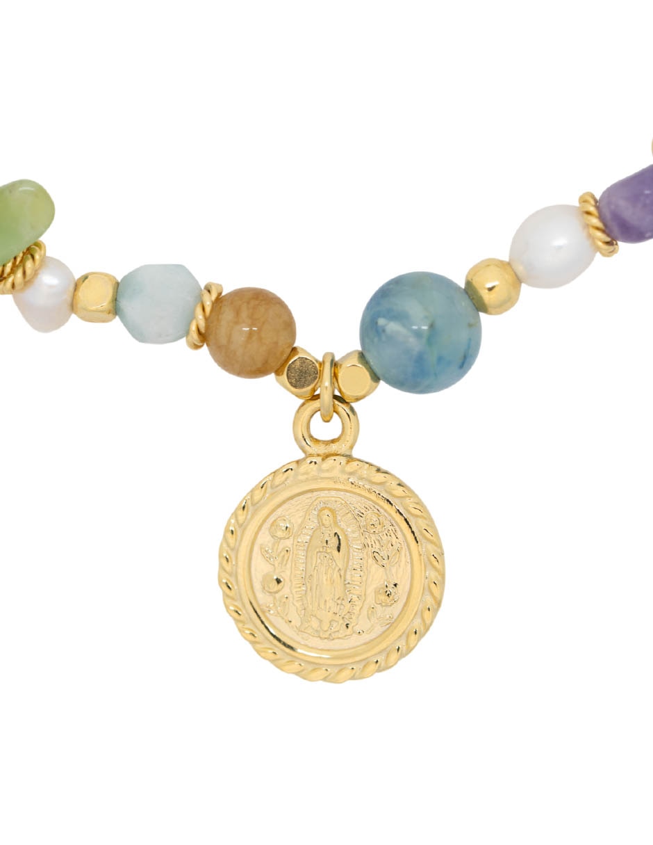 Pulsera joyería con turmalina 10 K virgen de guadalupe