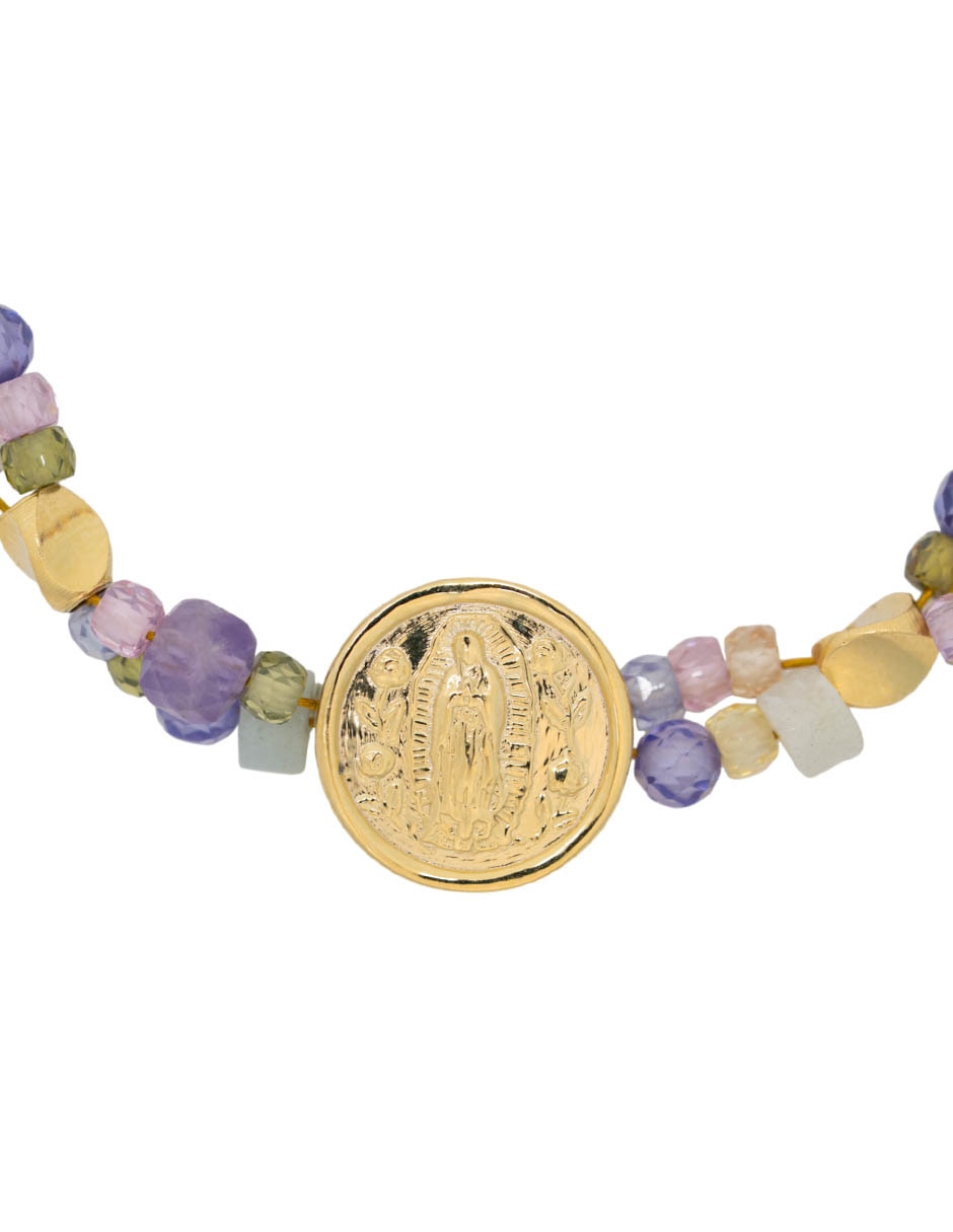 Pulsera joyería con amazonita 10 K virgen de guadalupe