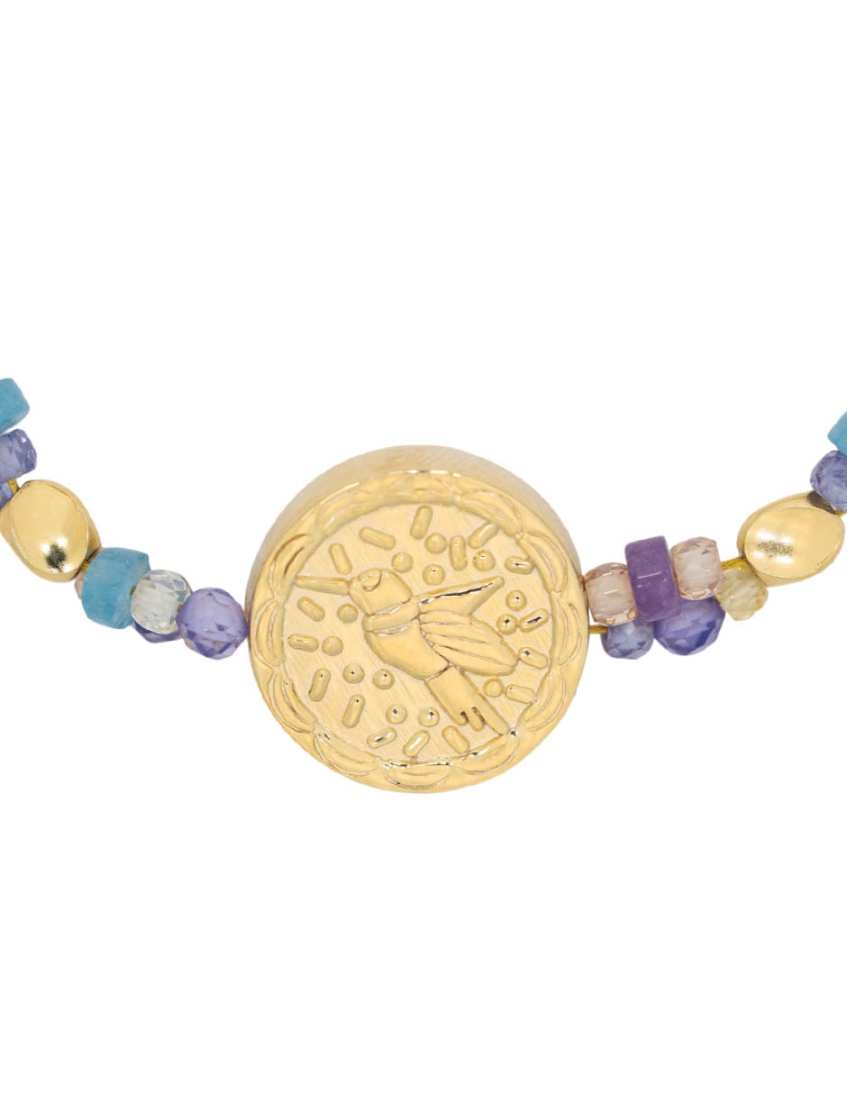 Pulsera joyería con amazonita 10 K colibrí