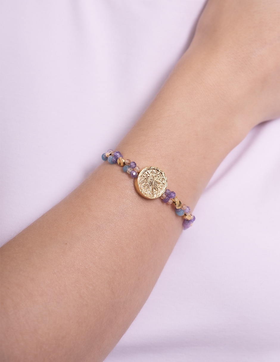 Pulsera joyería con amazonita 10 K colibrí
