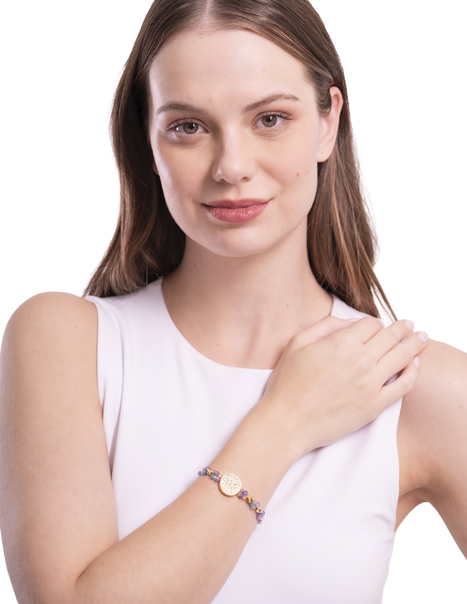 Pulsera joyería con amazonita 10 K colibrí