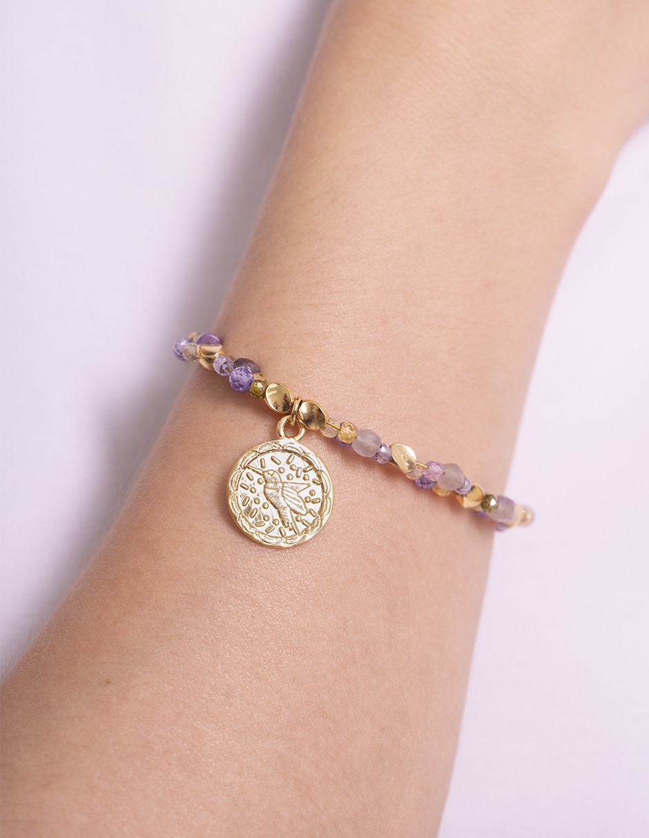 Pulsera joyería con amazonita 10 K colibrí