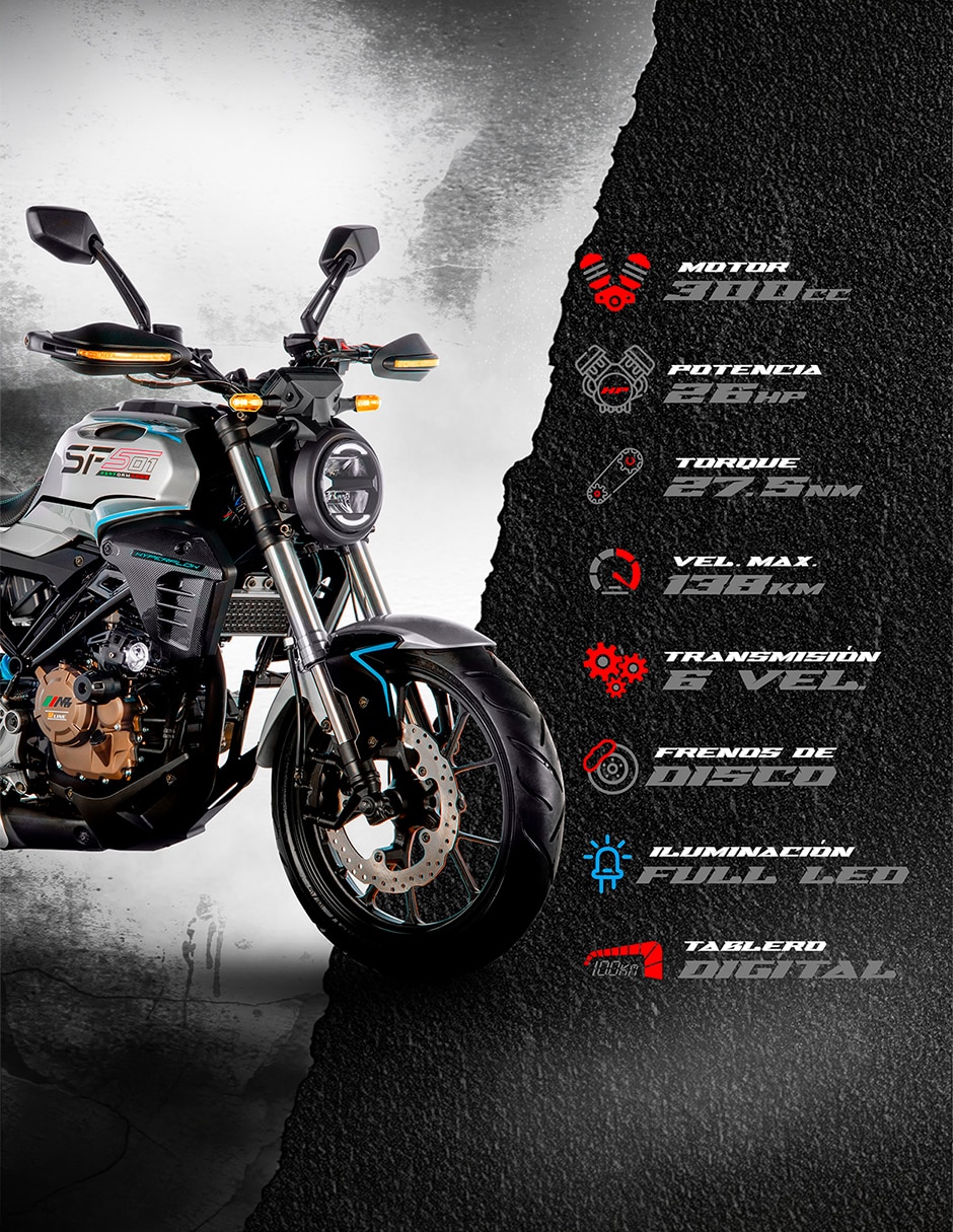 Motocicleta urbana SF501 300 PLATA 2027 2