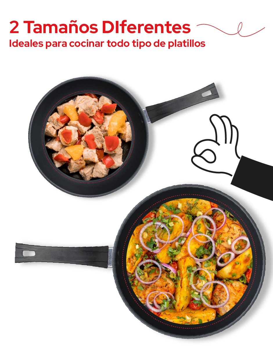 Set de sartenes de acero inoxidable 2 piezas