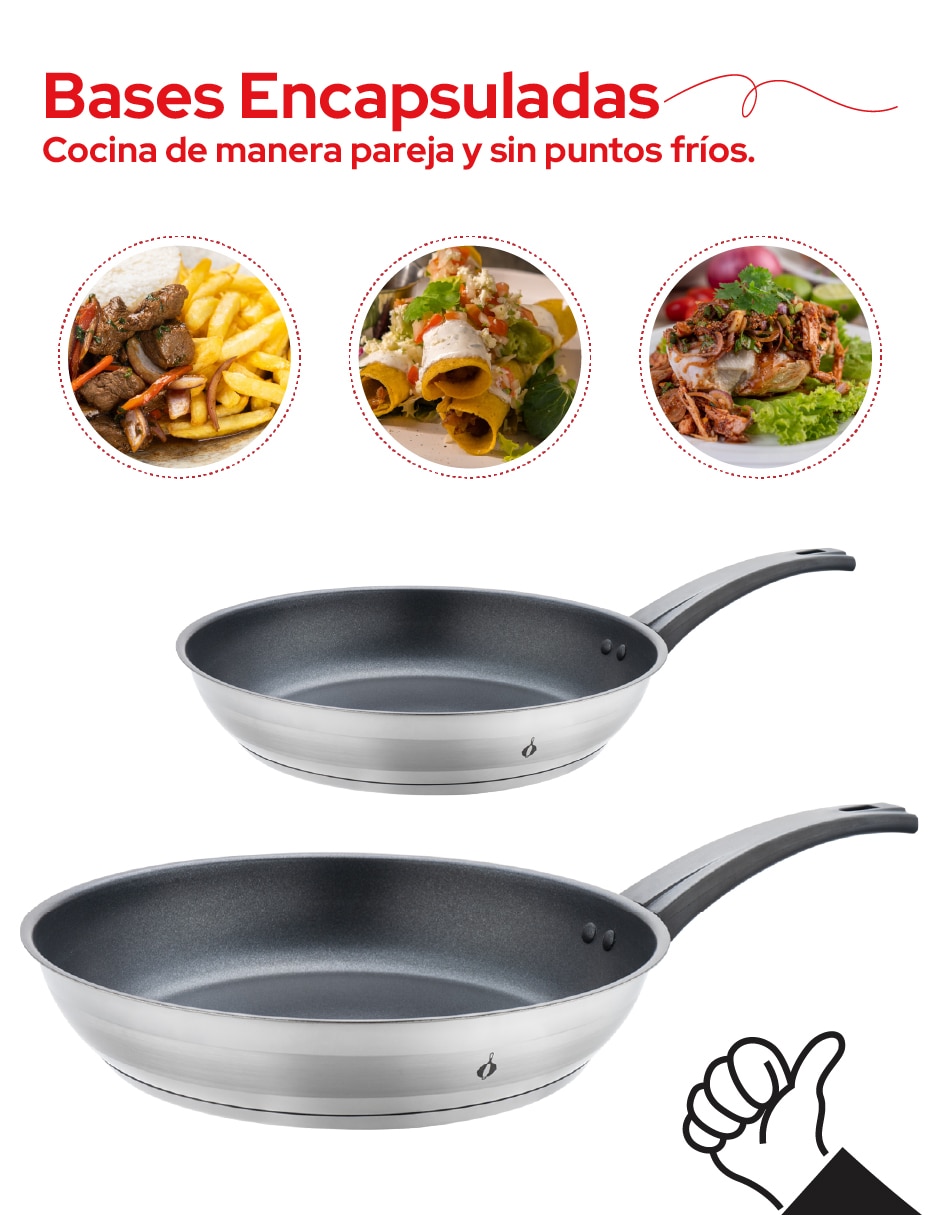 Set de sartenes de acero inoxidable 2 piezas