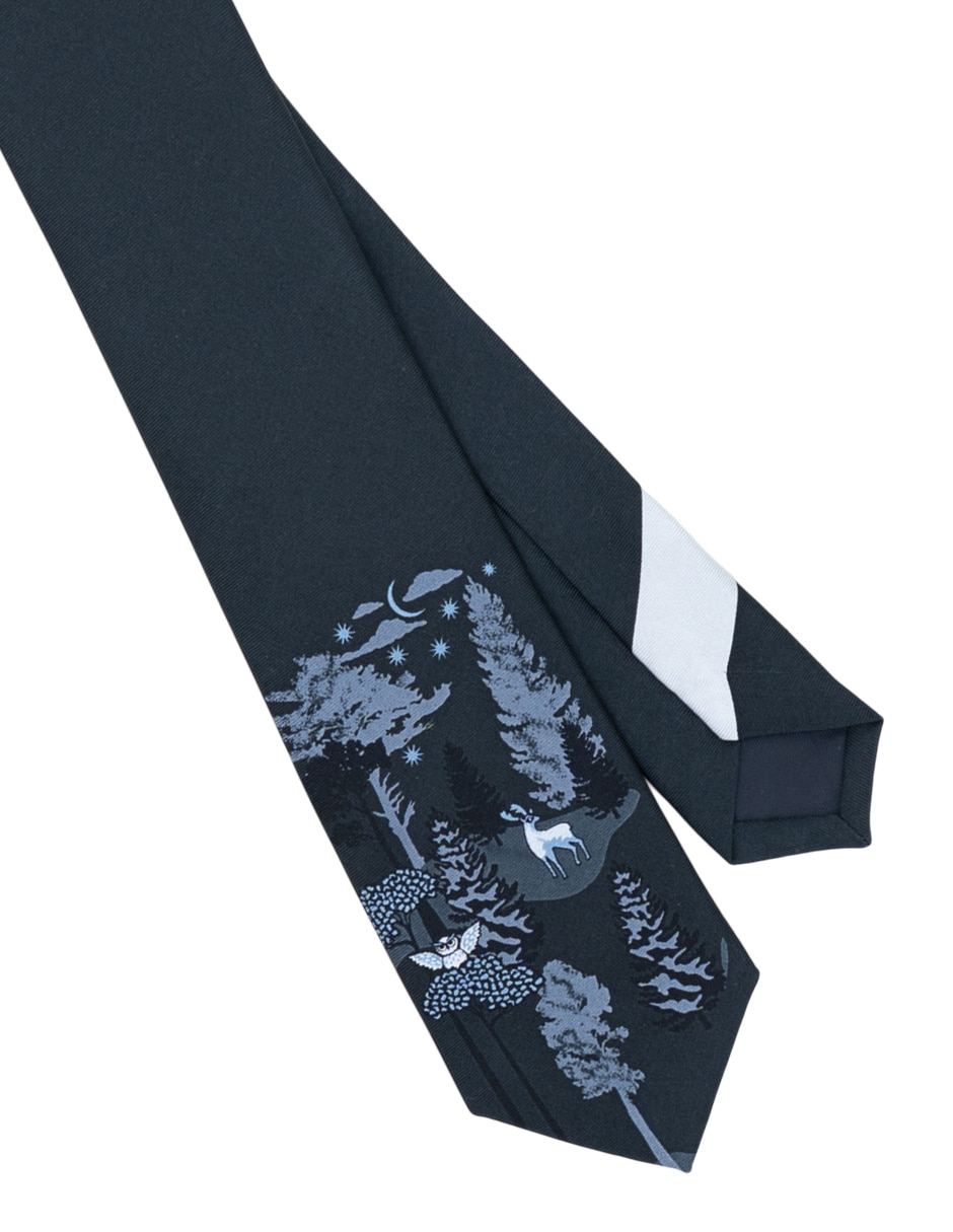 Corbata Animales Nocturnos regular de seda estampado para hombre