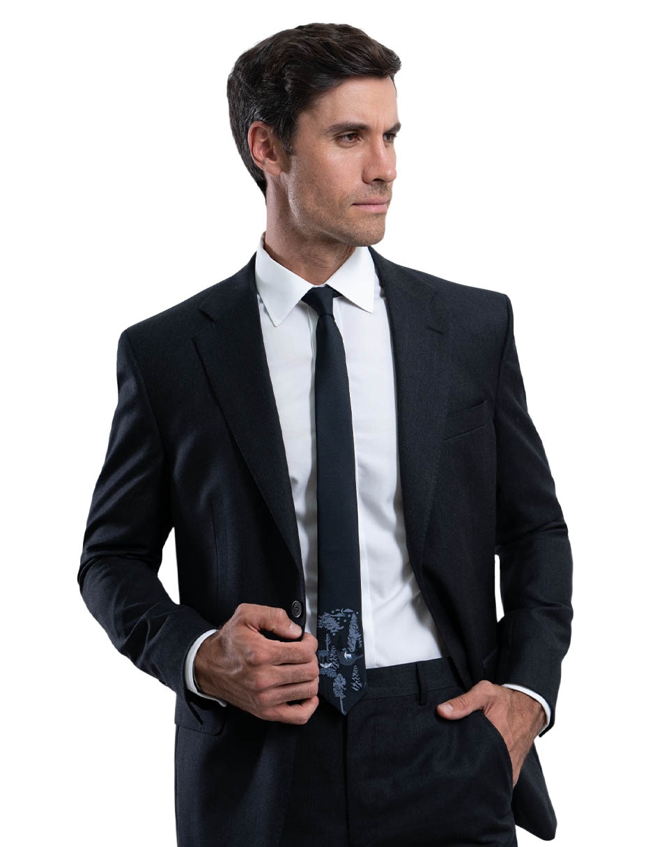 Corbata Animales Nocturnos regular de seda estampado para hombre