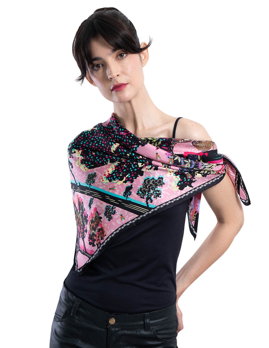 Mascada con estampado Gráfico de Seda para mujer