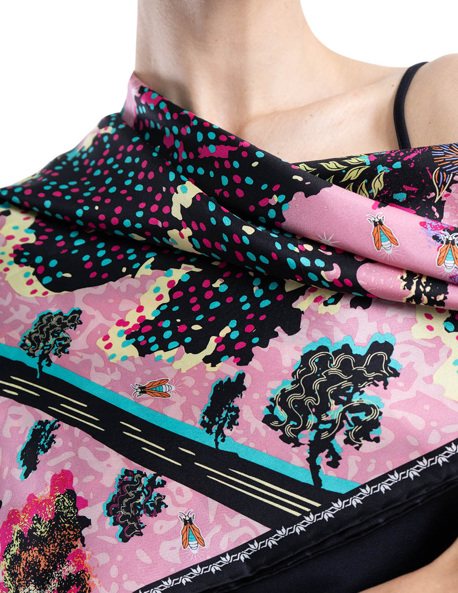 Mascada con estampado Gráfico de Seda para mujer 4