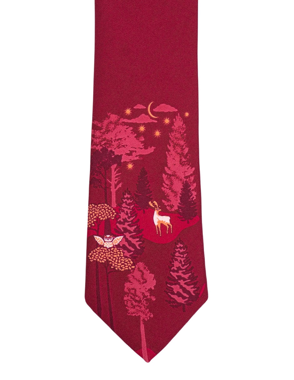 Corbata Animales Nocturnos regular de seda estampado para hombre