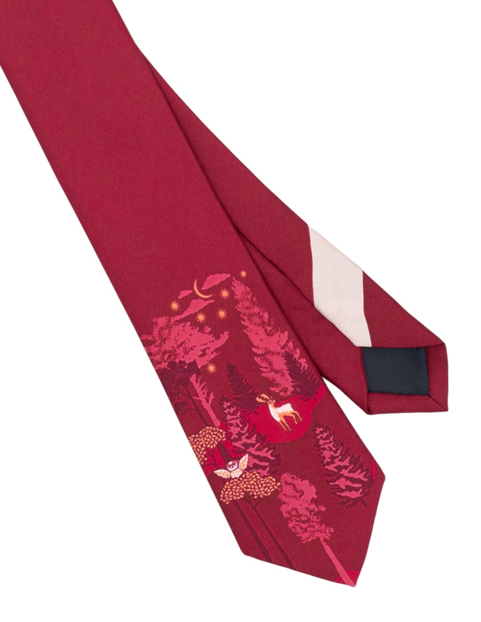 Corbata Animales Nocturnos regular de seda estampado para hombre