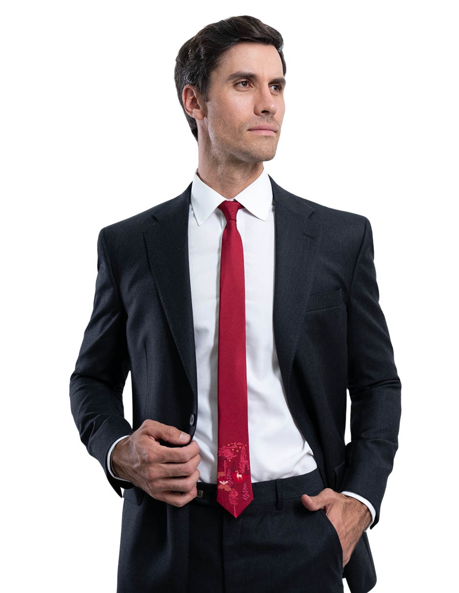 Corbata Animales Nocturnos regular de seda estampado para hombre