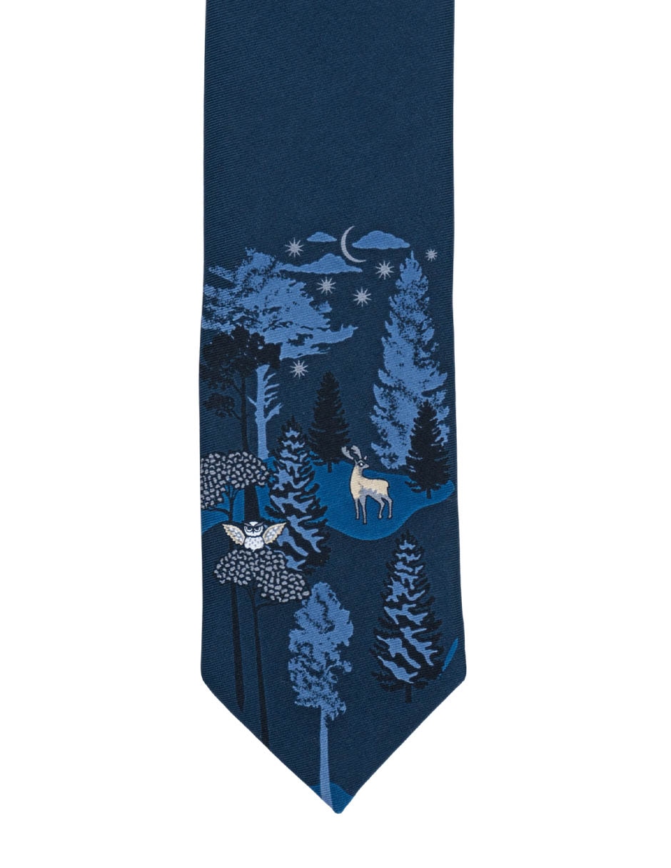 Corbata Animales Nocturnos regular de seda estampado para hombre