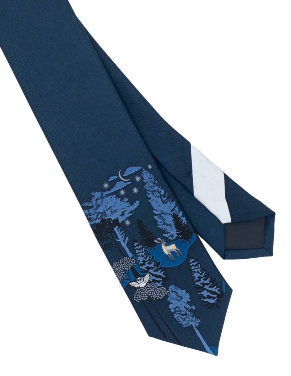 Corbata Animales Nocturnos regular de seda estampado para hombre