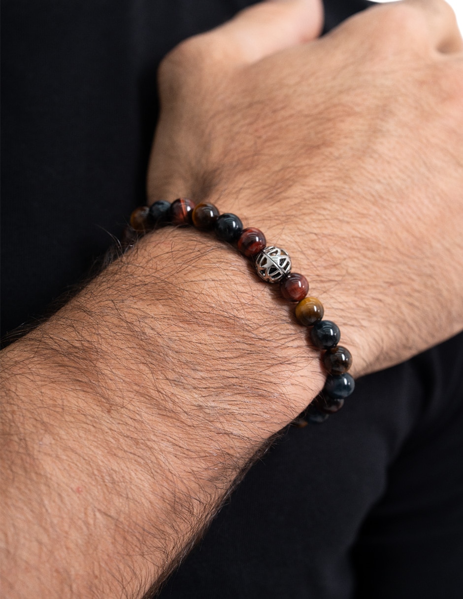 Pulsera de acero inoxidable con ojo de tigre ollin