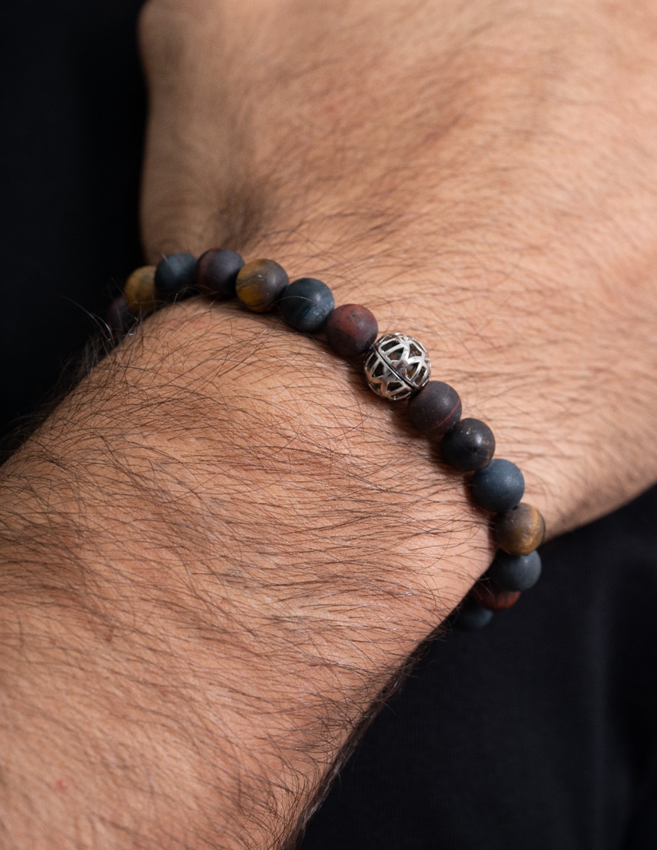Pulsera de acero inoxidable con ojo de tigre ollin