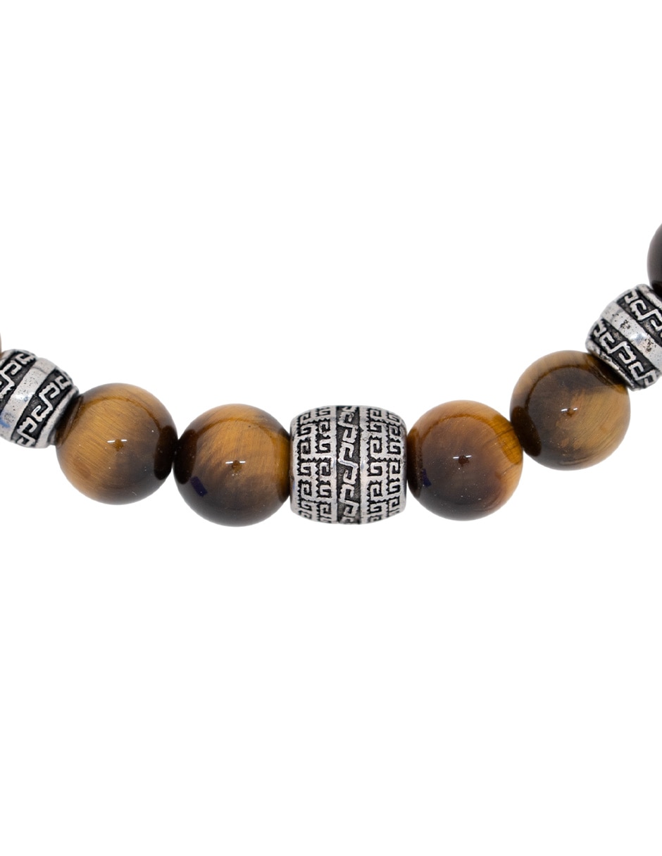 Pulsera de acero inoxidable con ojo de tigre rodillos mitla 5