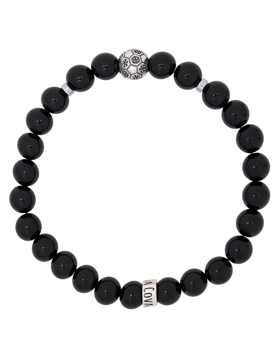 Pulsera de plata con ónix p 925 fútbol méxico