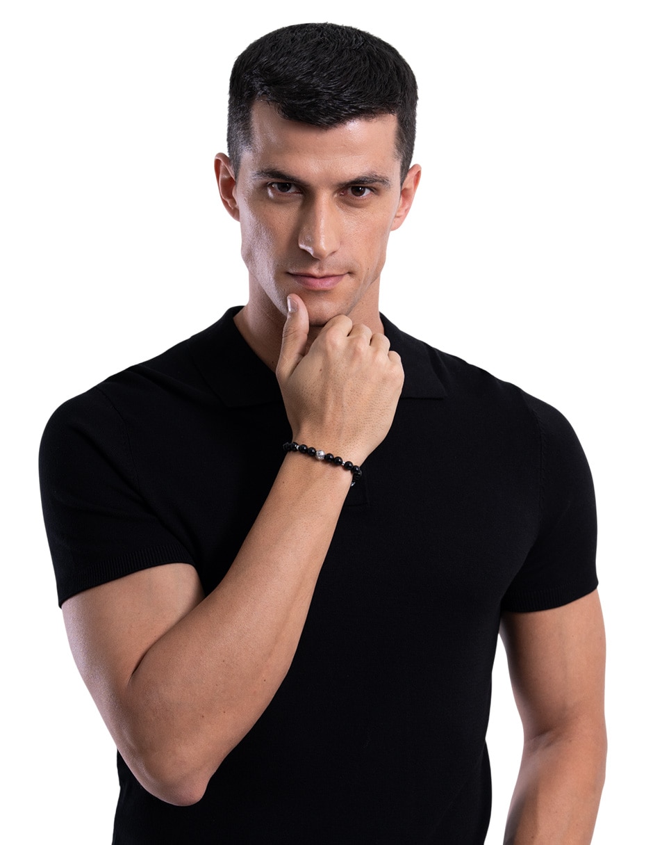 Pulsera de plata con ónix p 925 fútbol méxico