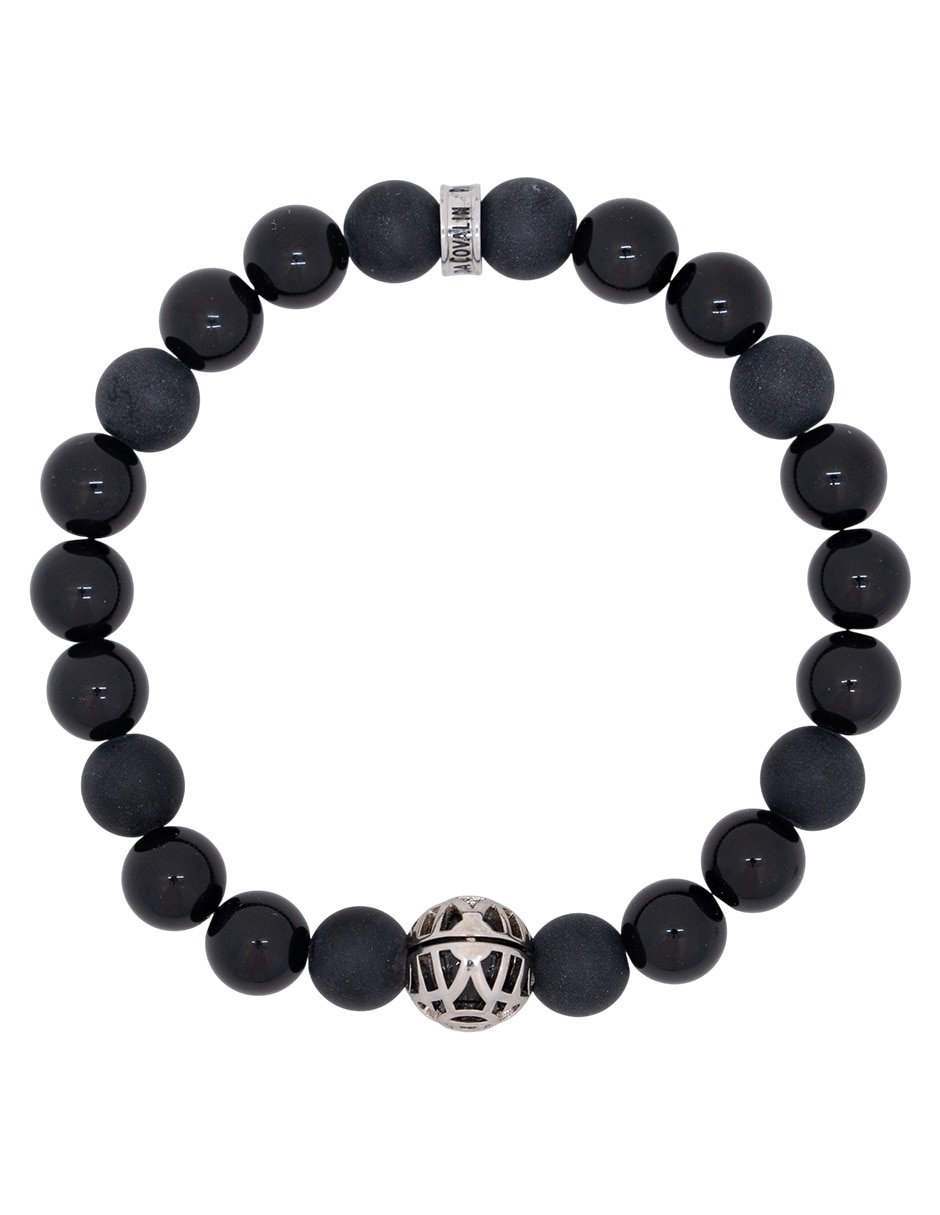 Pulsera de acero inoxidable con obsidiana ollin