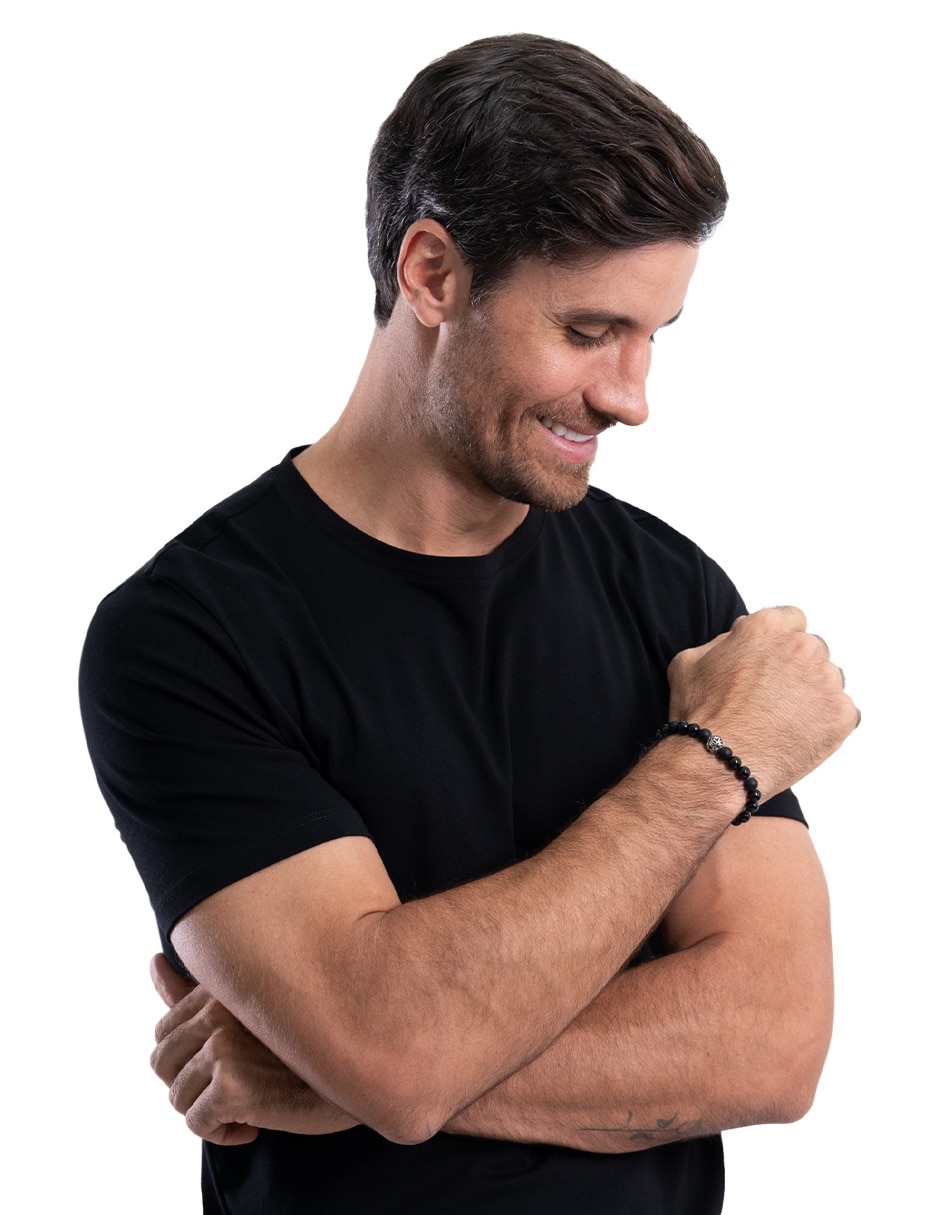 Pulsera de acero inoxidable con obsidiana ollin