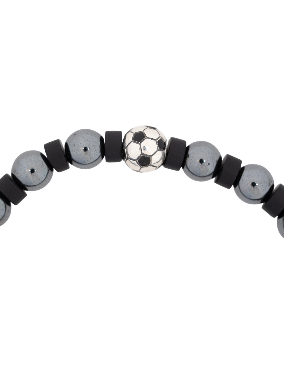 Pulsera de plata con hematita p 925 fútbol méxico