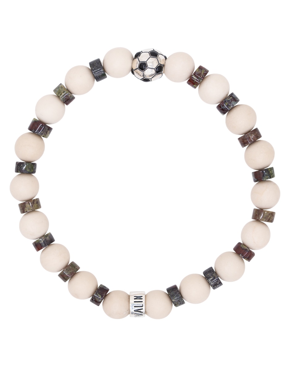 Pulsera de plata con jaspe rojo p 925 fútbol méxico