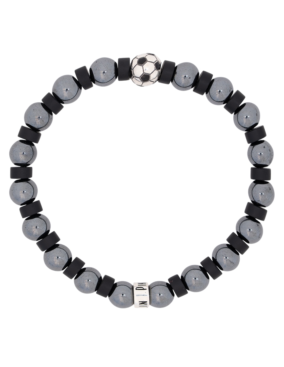 Pulsera de plata con hematita p 925 fútbol méxico