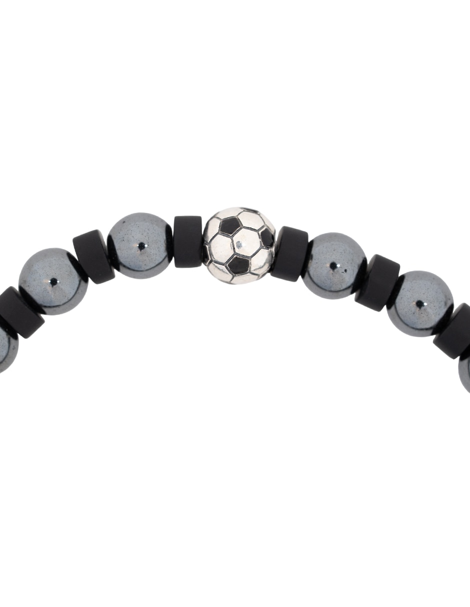 Pulsera de plata con hematita p 925 fútbol méxico
