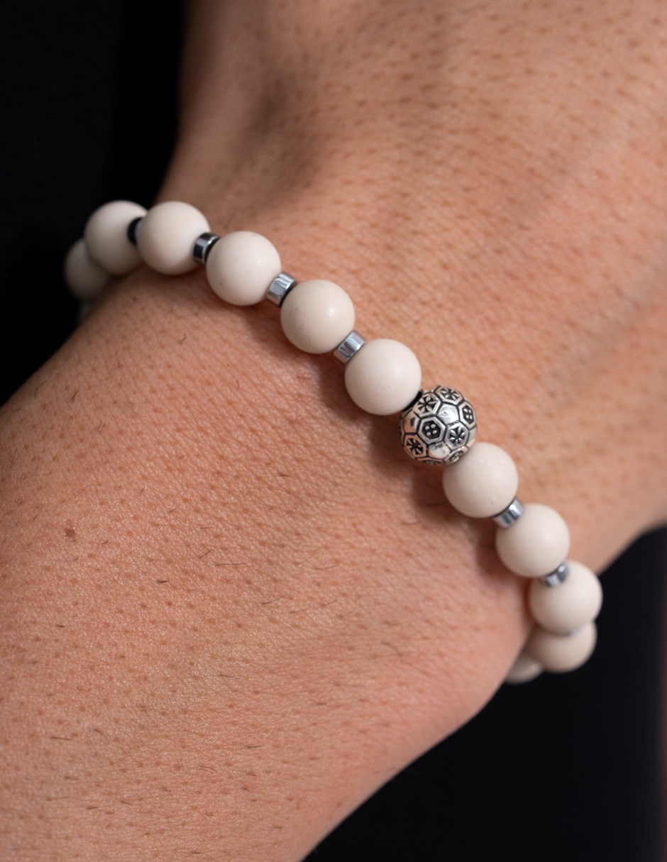 Pulsera de plata con hematita p 925 fútbol méxico