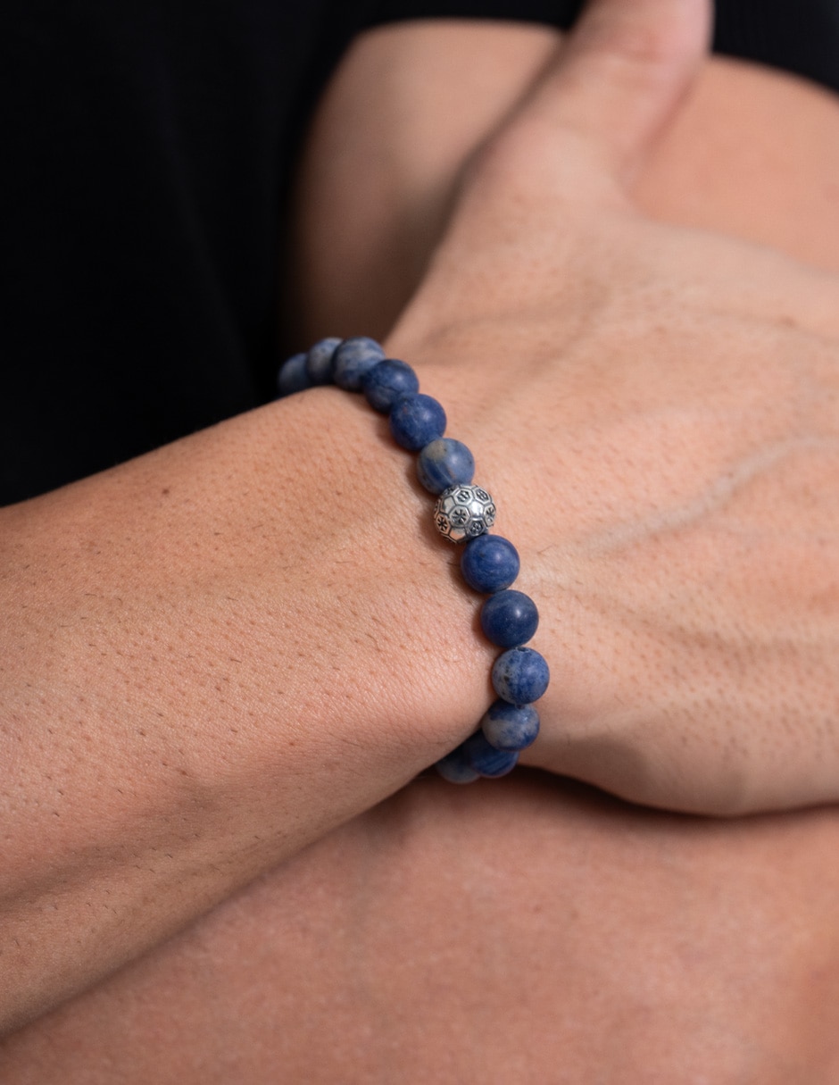 Pulsera de plata con hematita p 925 fútbol méxico