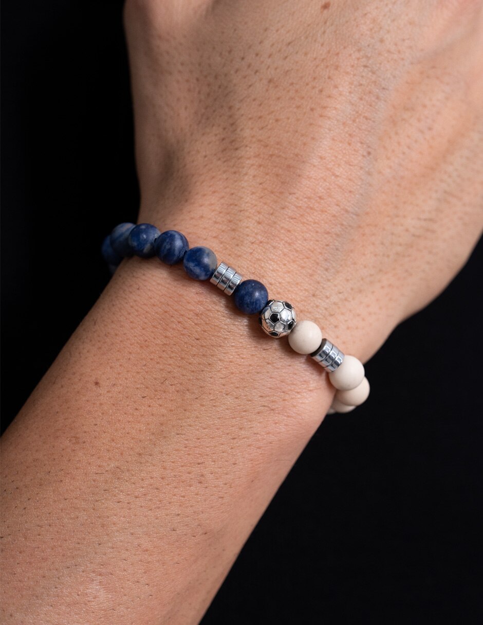 Pulsera de plata con sodalita p 925 fútbol méxico