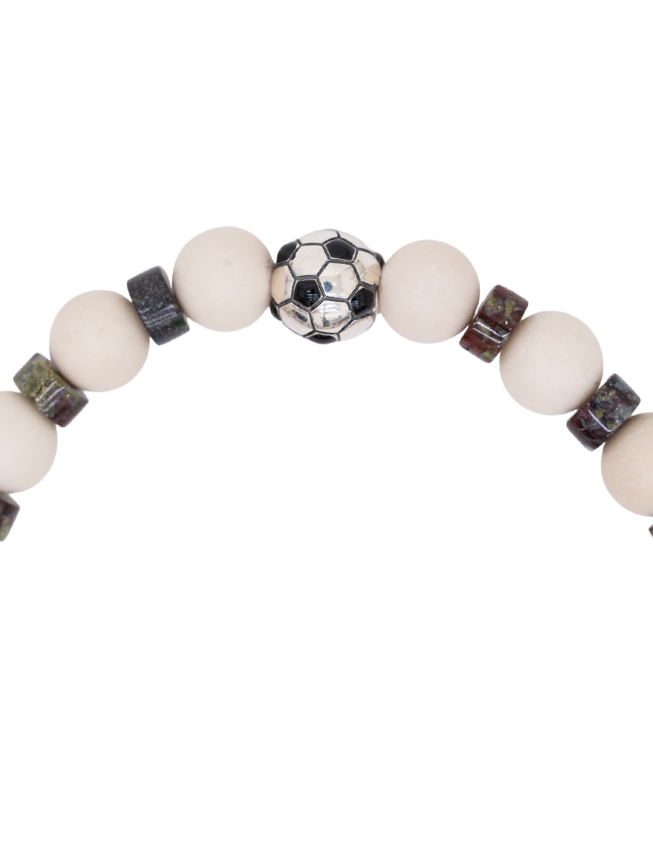 Pulsera de plata con jaspe rojo p 925 fútbol méxico