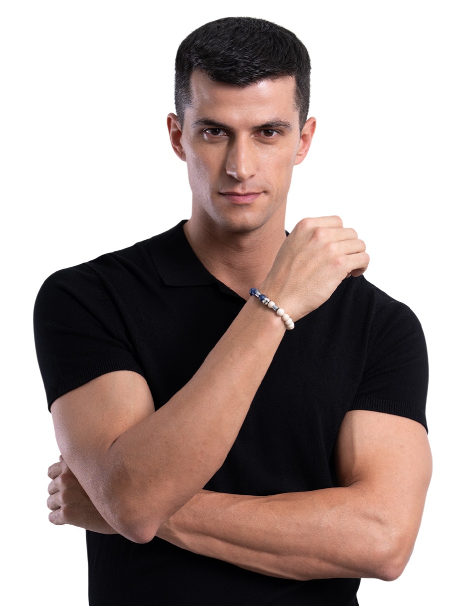 Pulsera de plata con sodalita p 925 fútbol méxico