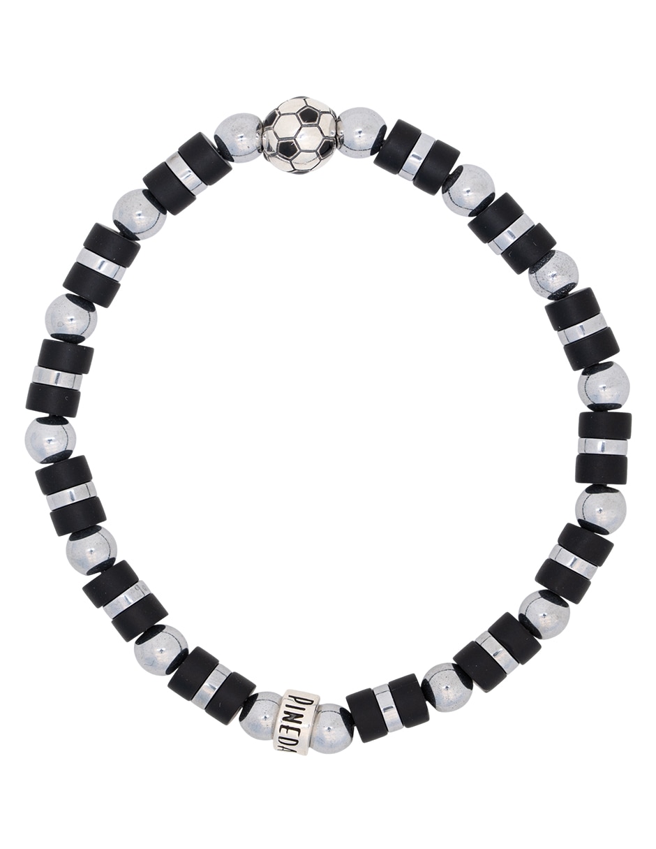 Pulsera de plata con hematita p 925 fútbol méxico