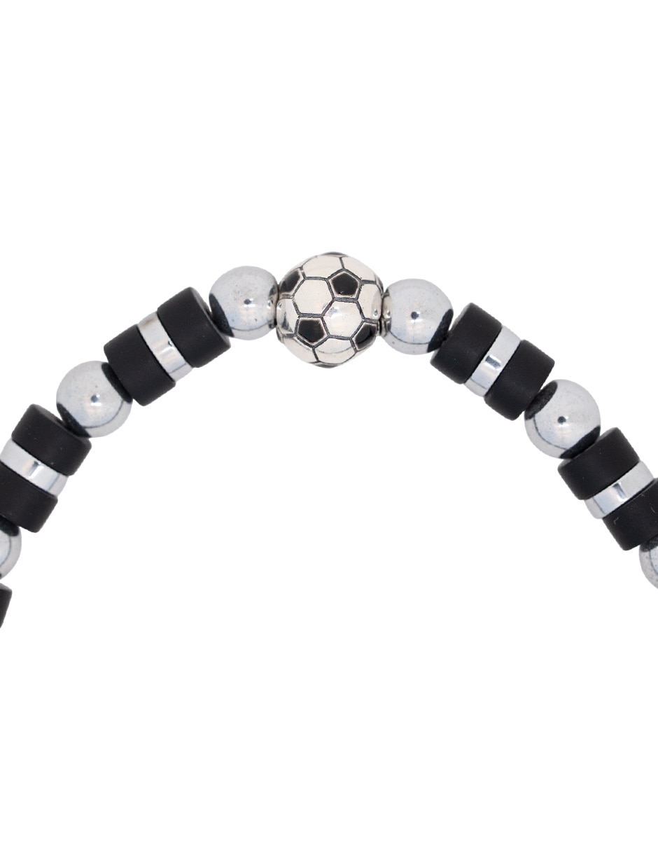 Pulsera de plata con hematita p 925 fútbol méxico