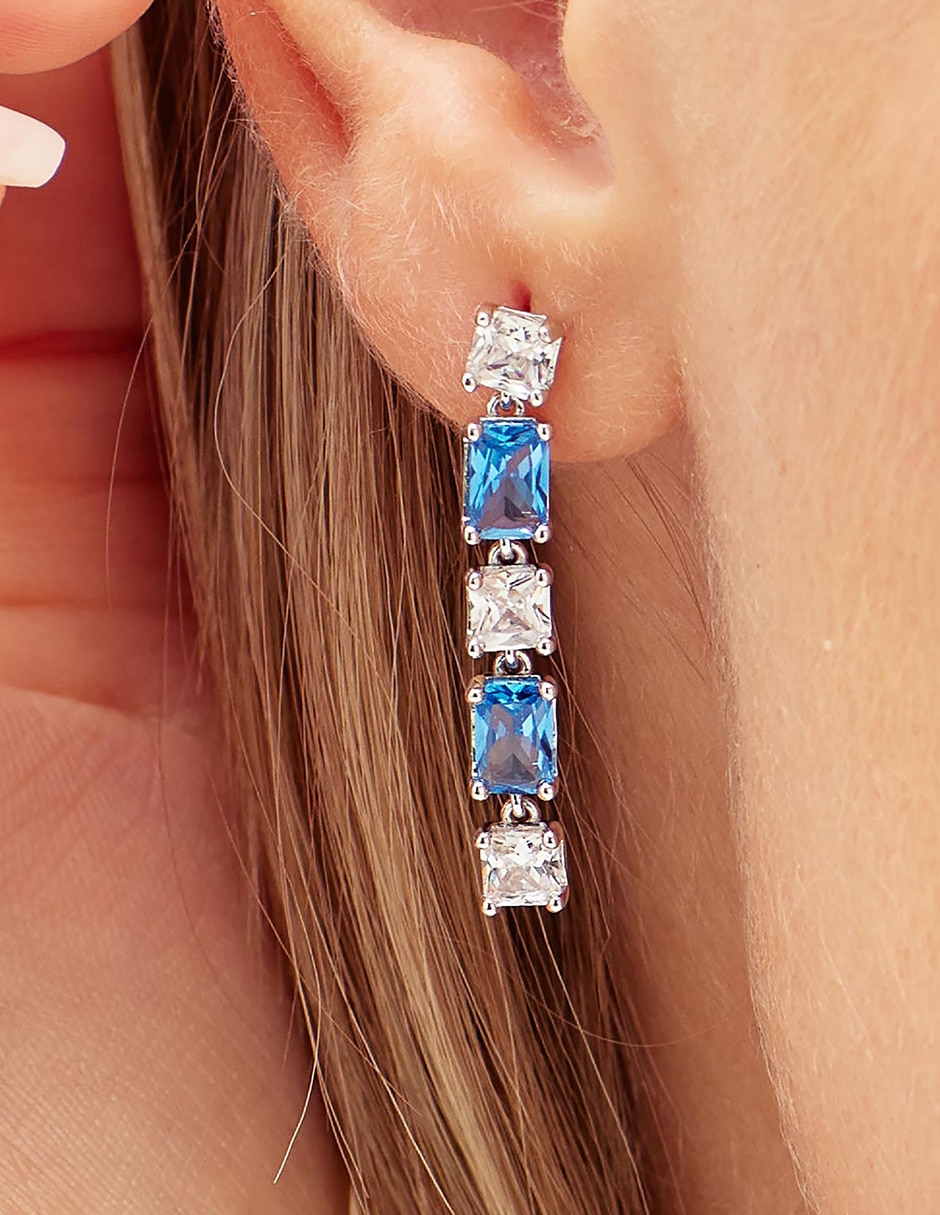 Arete fancy freedom blue de plata con acabado brillante circonita 2