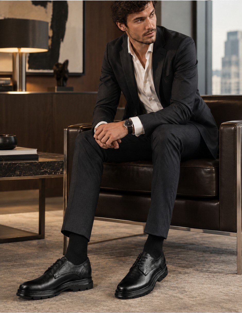 Zapato derby alonzo black para hombre 8