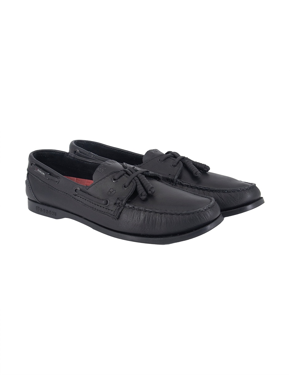 Mocasín marinero negro piel para hombre Mocasín marinero negro piel para hombre