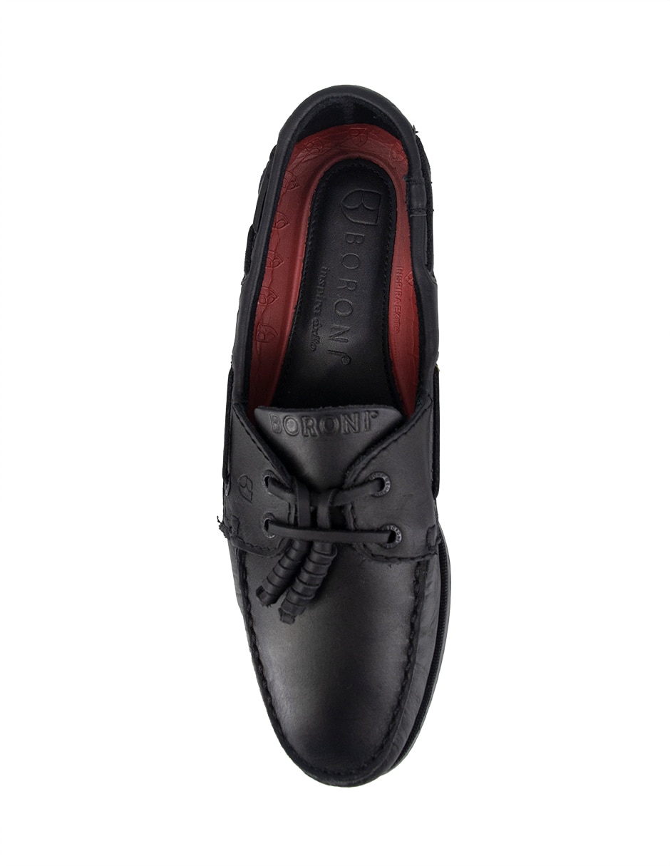 Mocasín marinero negro piel para hombre 4