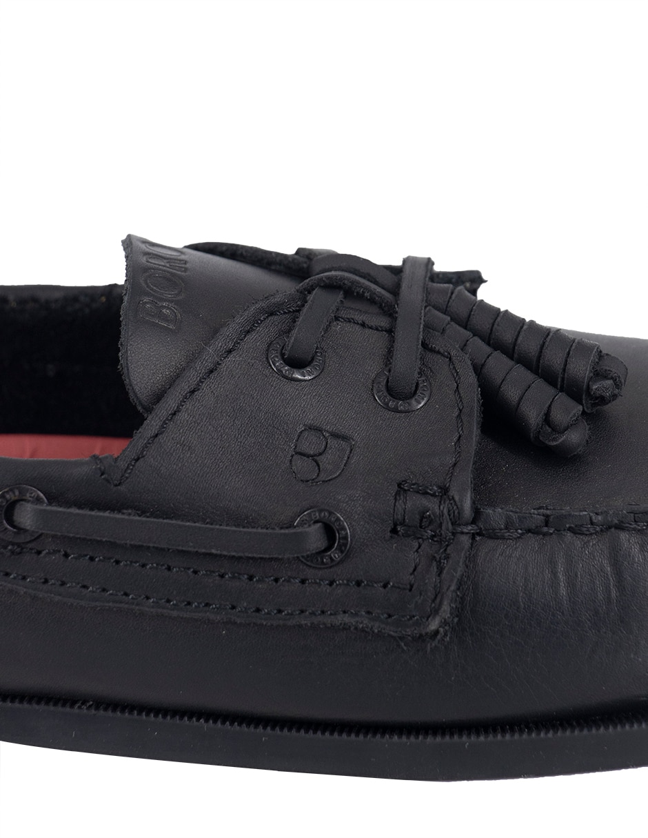 Mocasín marinero negro piel para hombre 5