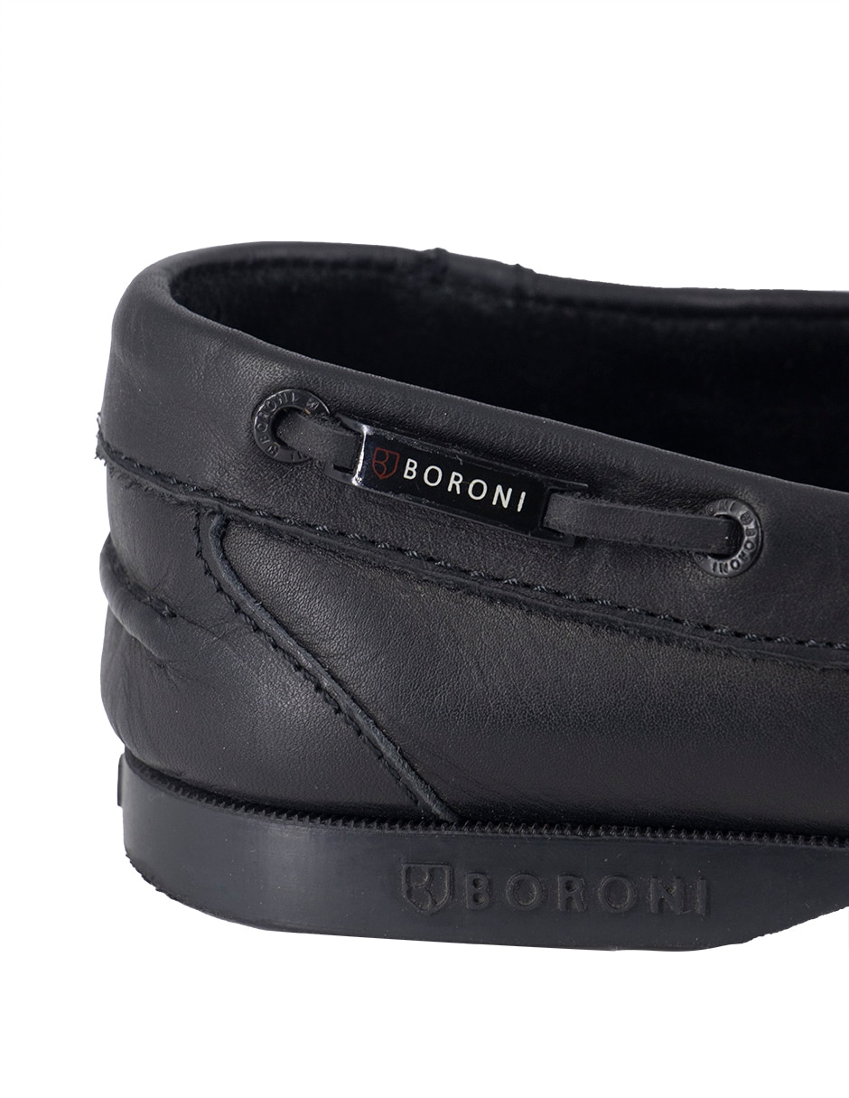Mocasín marinero negro piel para hombre 6