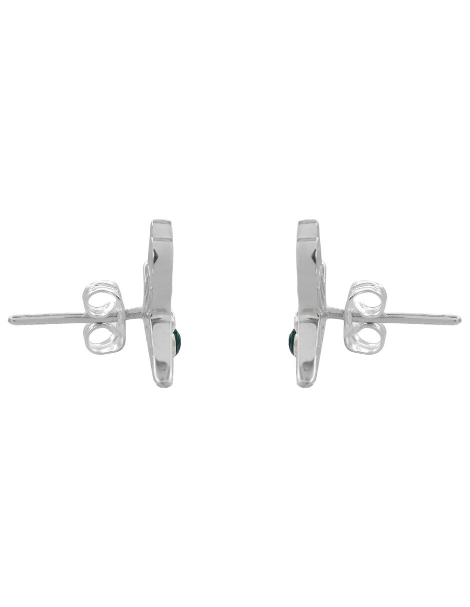 Aretes cortos de colibrí de plata p 925 con acabado pulido esmeralda 3